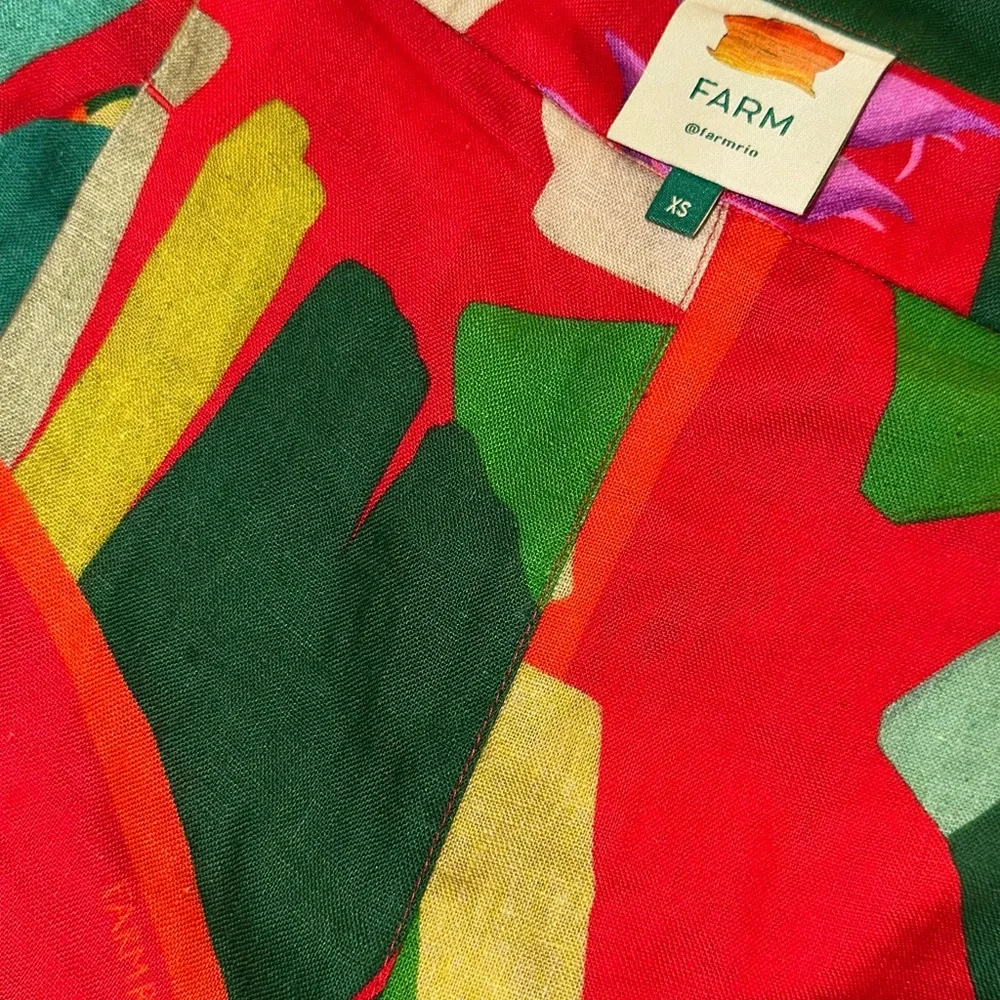 FARM Rio Heliconia Red Wide-Leg Tropical Print Pants - Picture 2 of 16